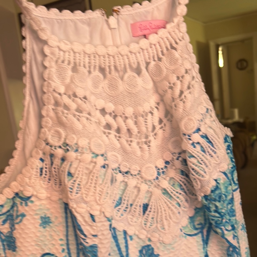 Lilly Pulitzer White and Blue Lace Dress